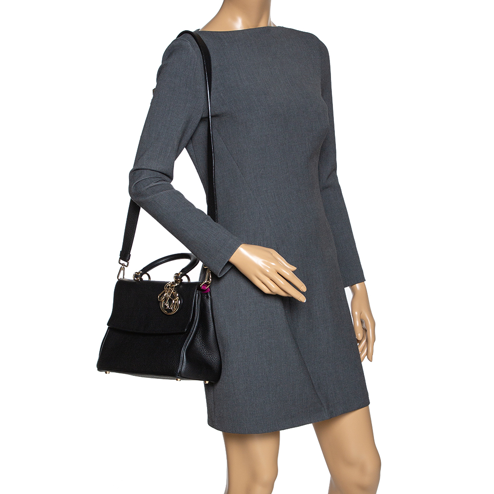 

Dior Black Leather Small Be Dior Flap Top Handle Bag