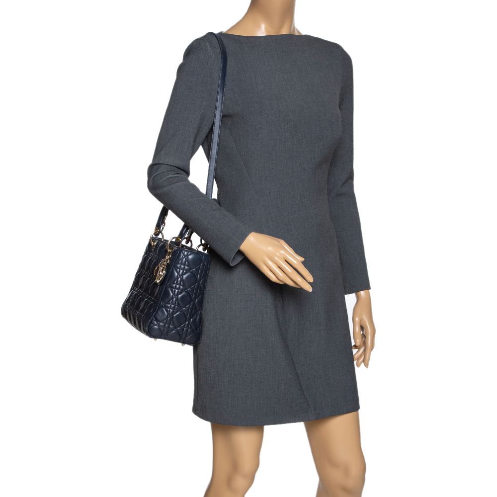 

Dior Midnight Blue Cannage Leather Medium Lady Dior Tote