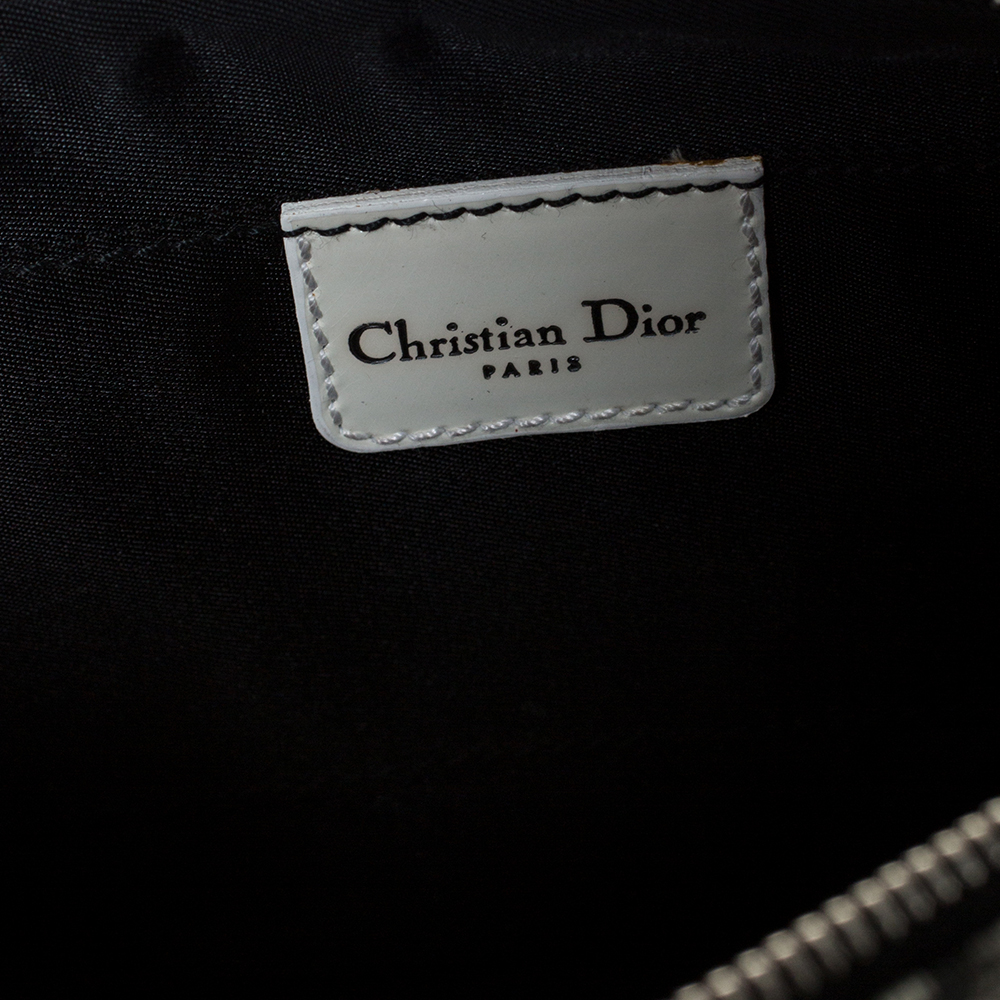 Dior White/Black Oblique Canvas and Patent Leather No.1 Pochette Bag