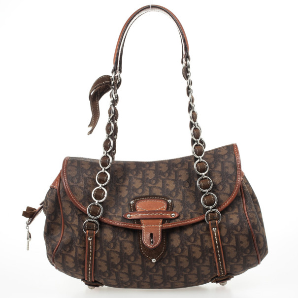 Pre Owned Christian Dior Monogram Trotter Romantique Satchel