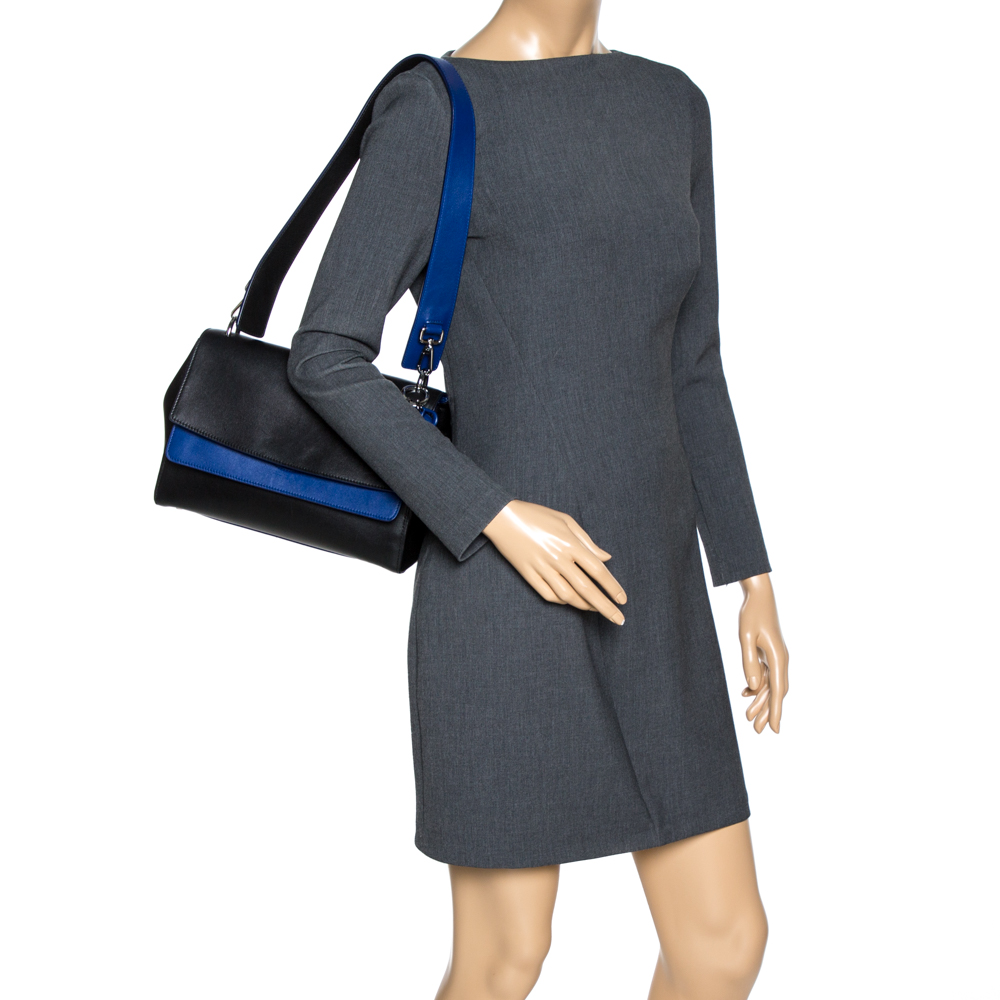 

Dior Black/Blue Leather Be Dior Double Flap Shoulder Bag