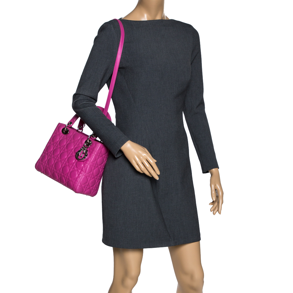 

Dior Pink Leather Medium Lady Dior Tote