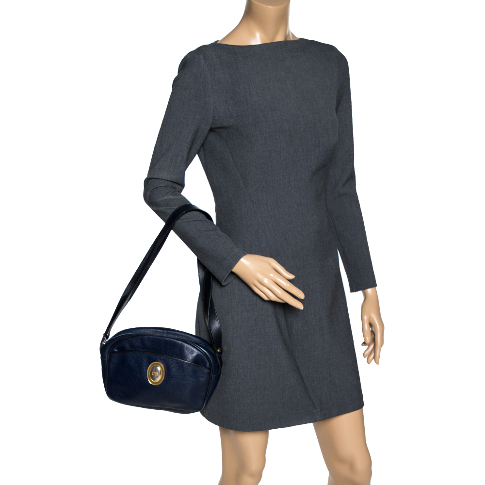 

Dior Navy Blue Leather Vintage Camera Shoulder Bag