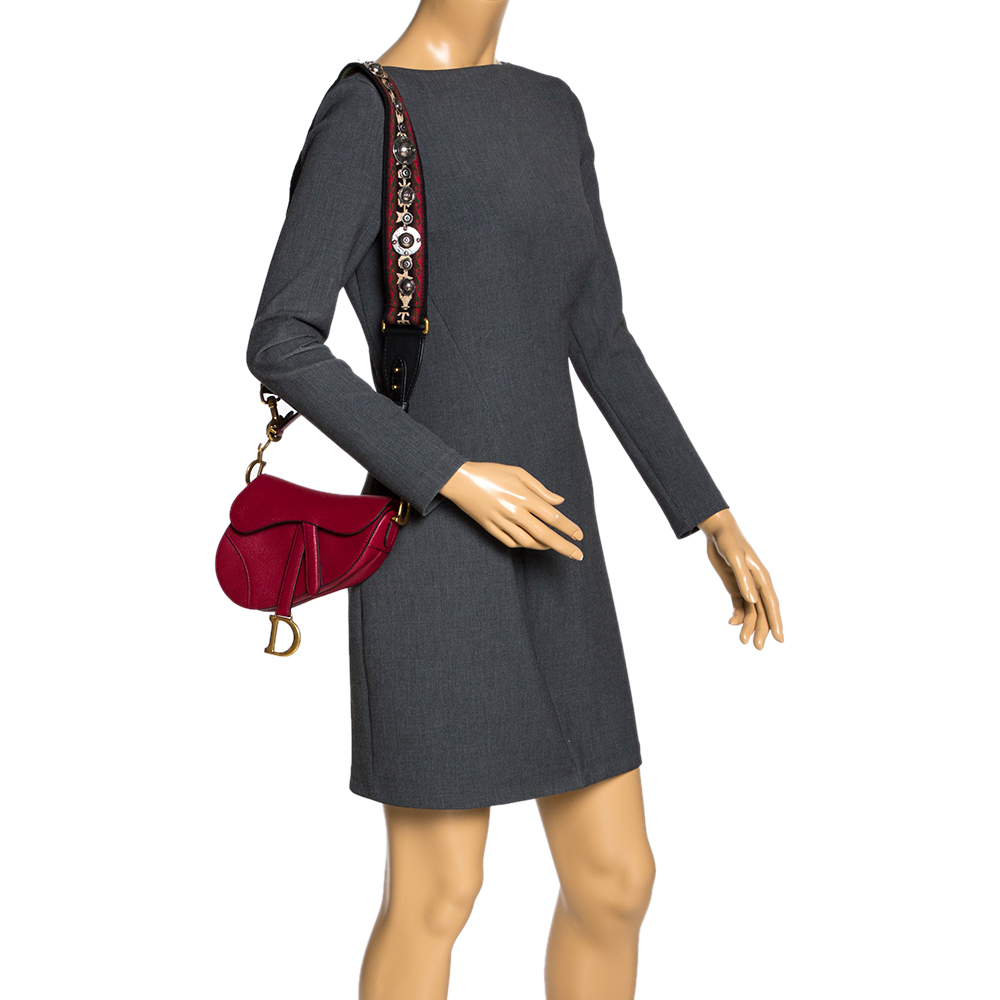 

Dior Red Leather Saddle Bag