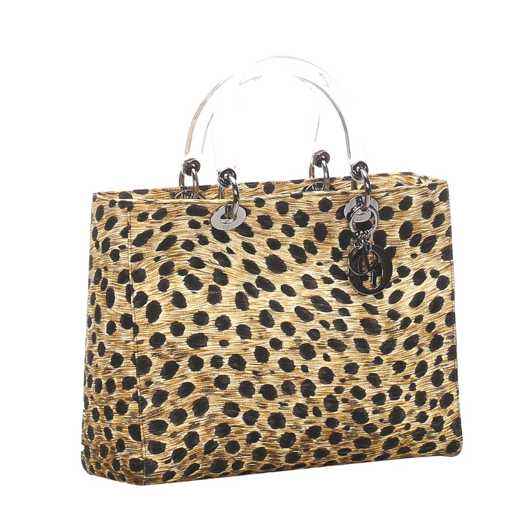 

Dior Yellow/Black Medium Lady Dior Canvas Satchel Bag, Multicolor