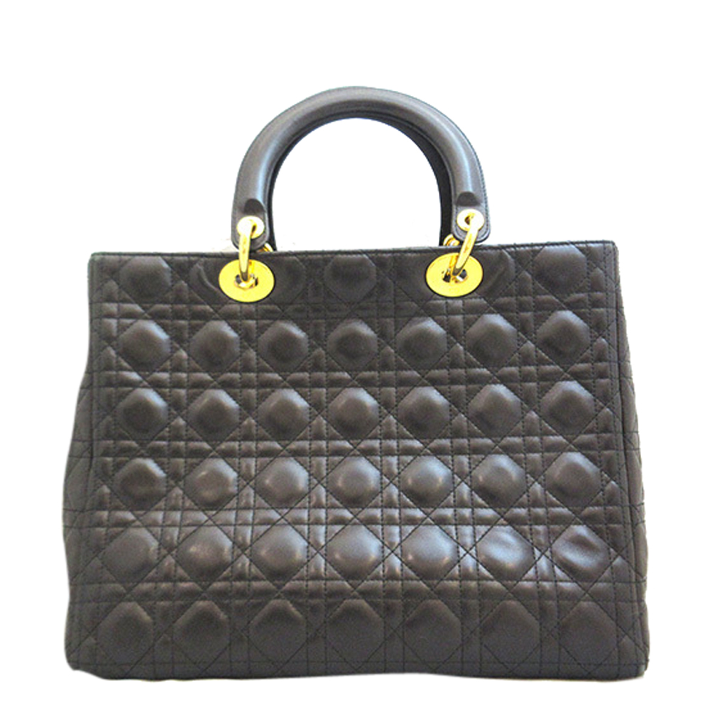 

Dior Black Cannage Leather Large Lady Dior Tote Bag