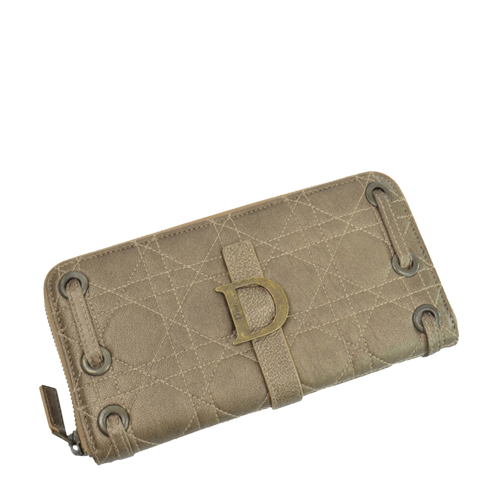 

Dior Champagne Gold Leather Zip Around Wallet