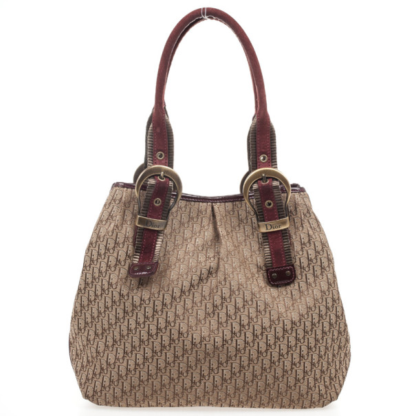 مملوكة مسبقًا Christian Dior Maroon Logo Hobo