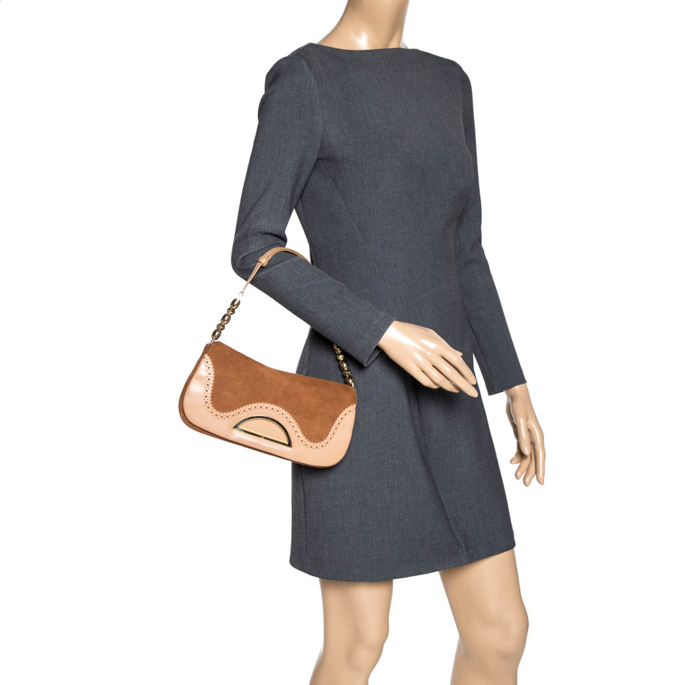 

Dior Brown Suede and Leather Wingtip Malice Shoulder Bag
