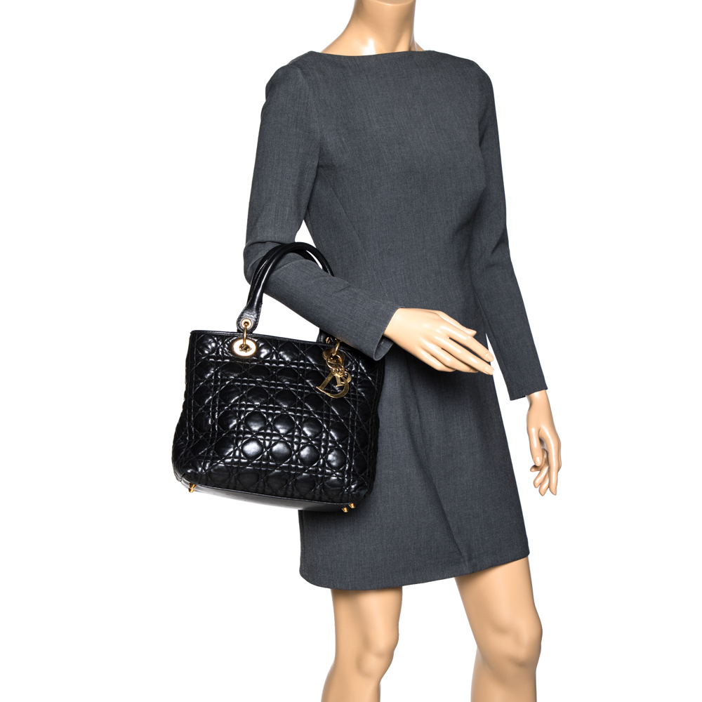 

Dior Black Cannage Soft Leather Lady Dior Tote