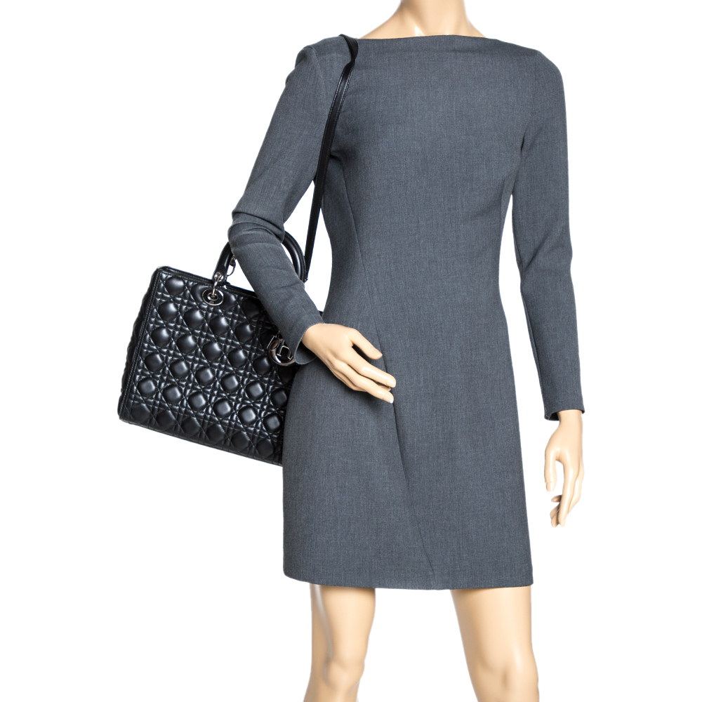 

Dior Black Cannage Leather Large Lady Dior Tote