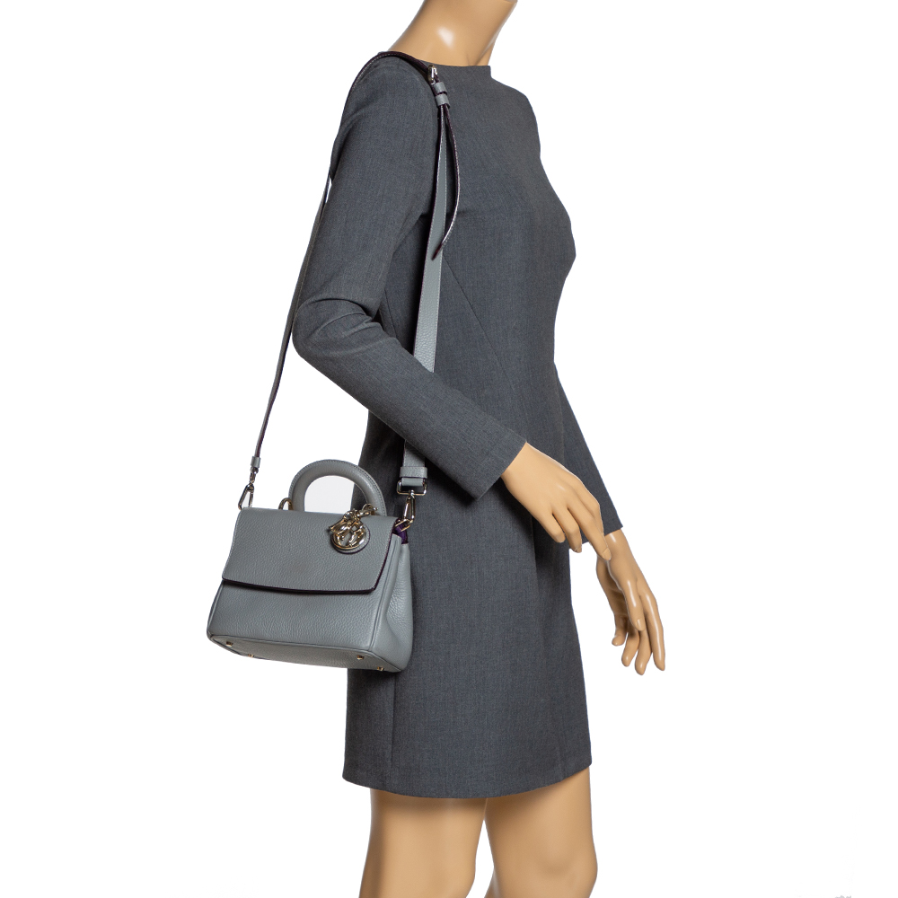 

Dior Grey Leather Mini Be Dior Top Handle Bag