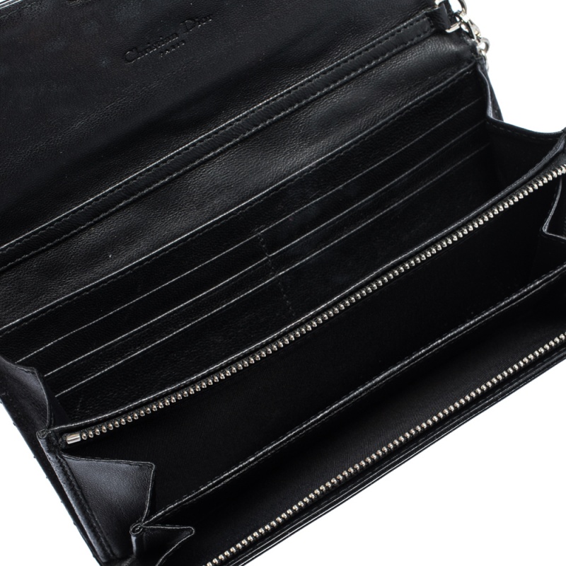 

Dior Black Cannage Patent Leather New Lock Wallet on Chain