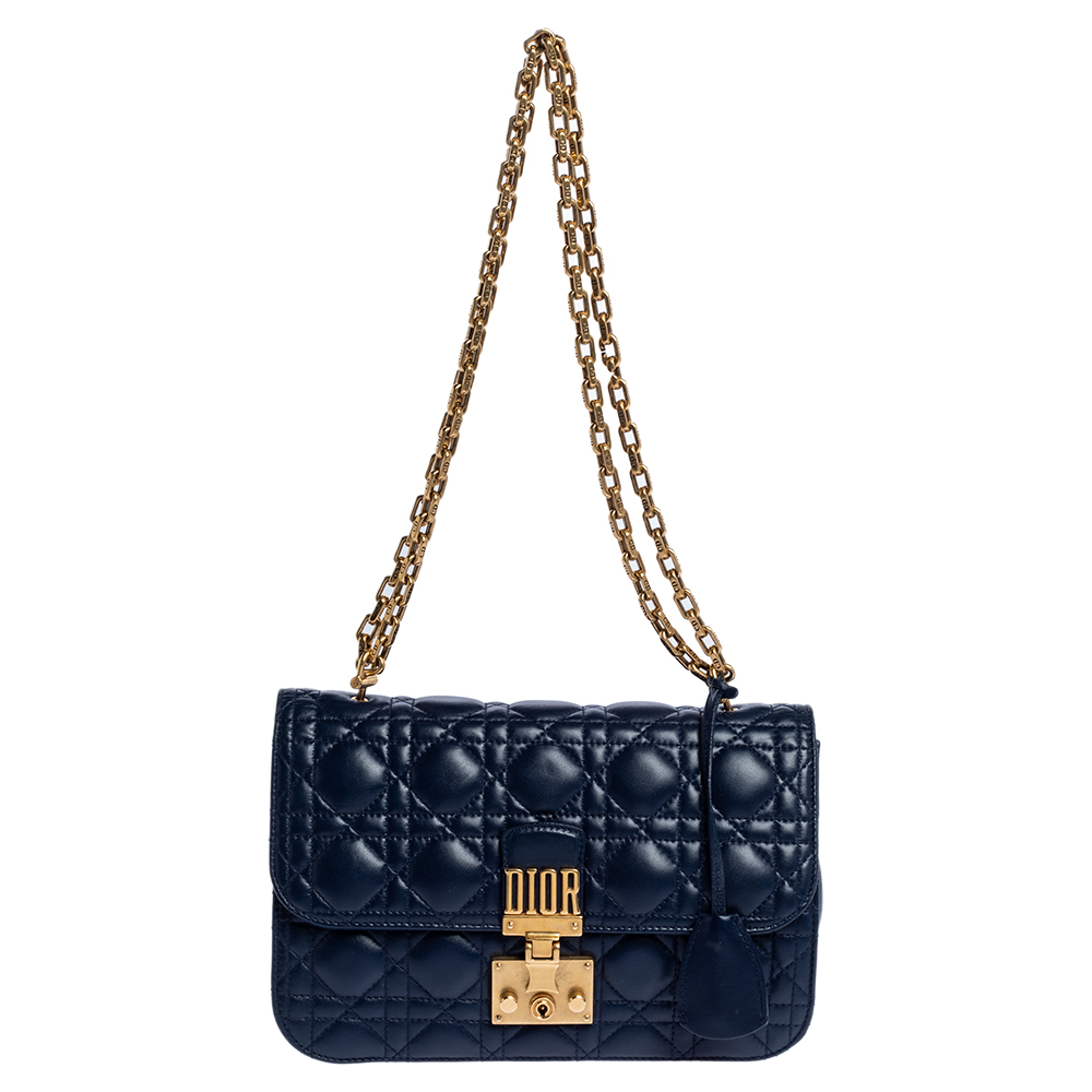 Dior Blue Leather Dioraddict Flap Shoulder Bag
