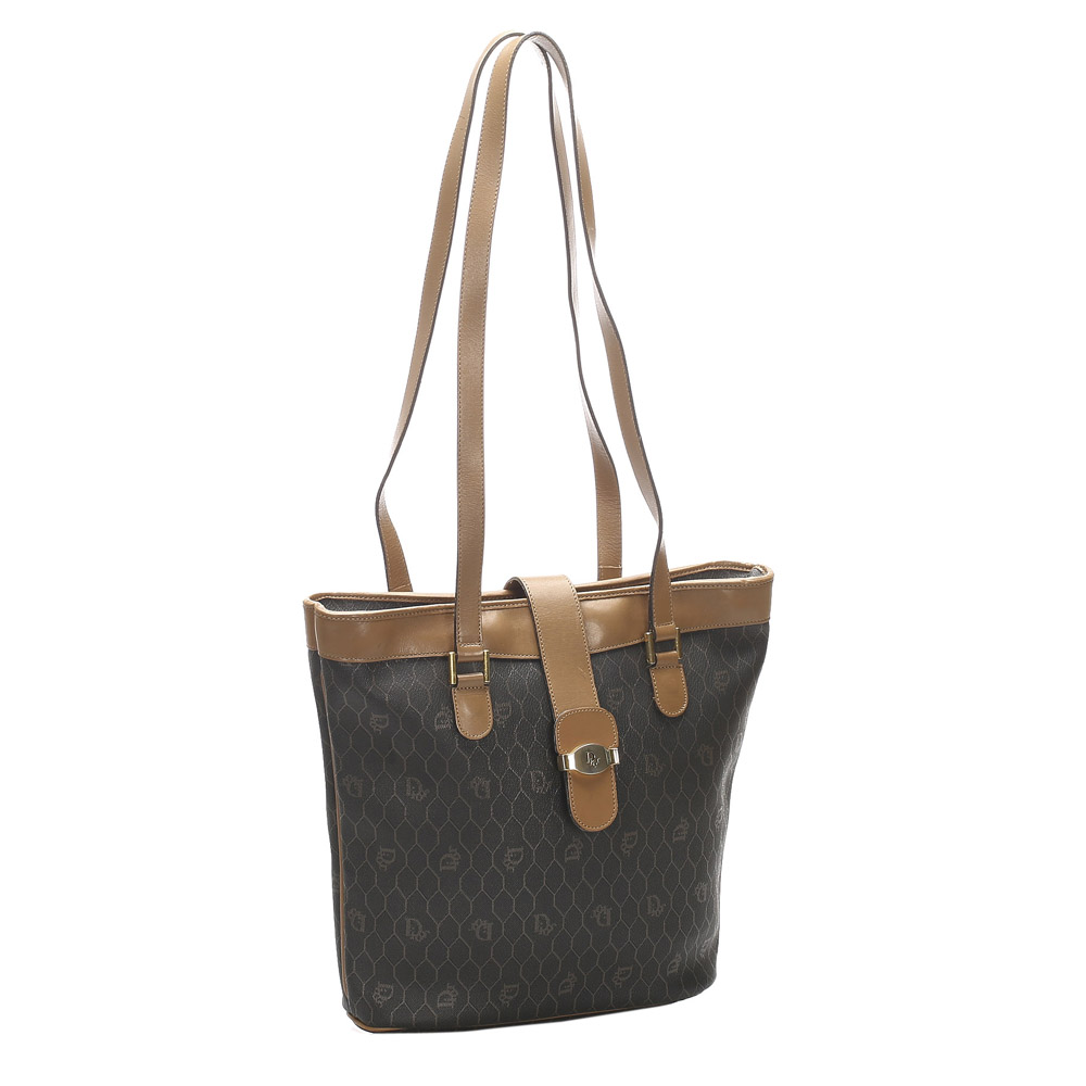 

Dior Brown Honeycomb Coated Canvas Tote Bag