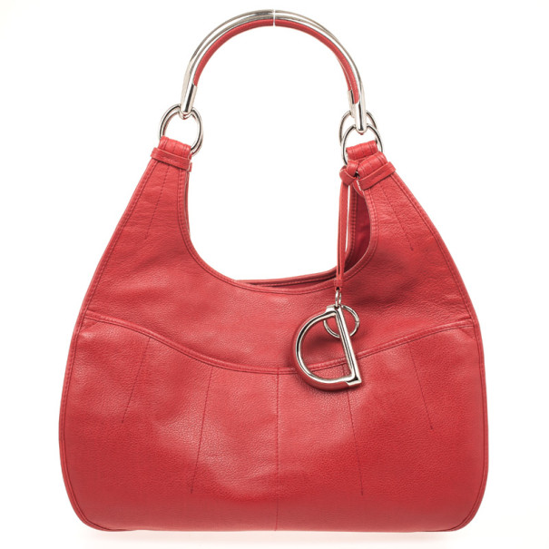 Pre Owned Christian Dior Red Leather Medium 61 Hobo