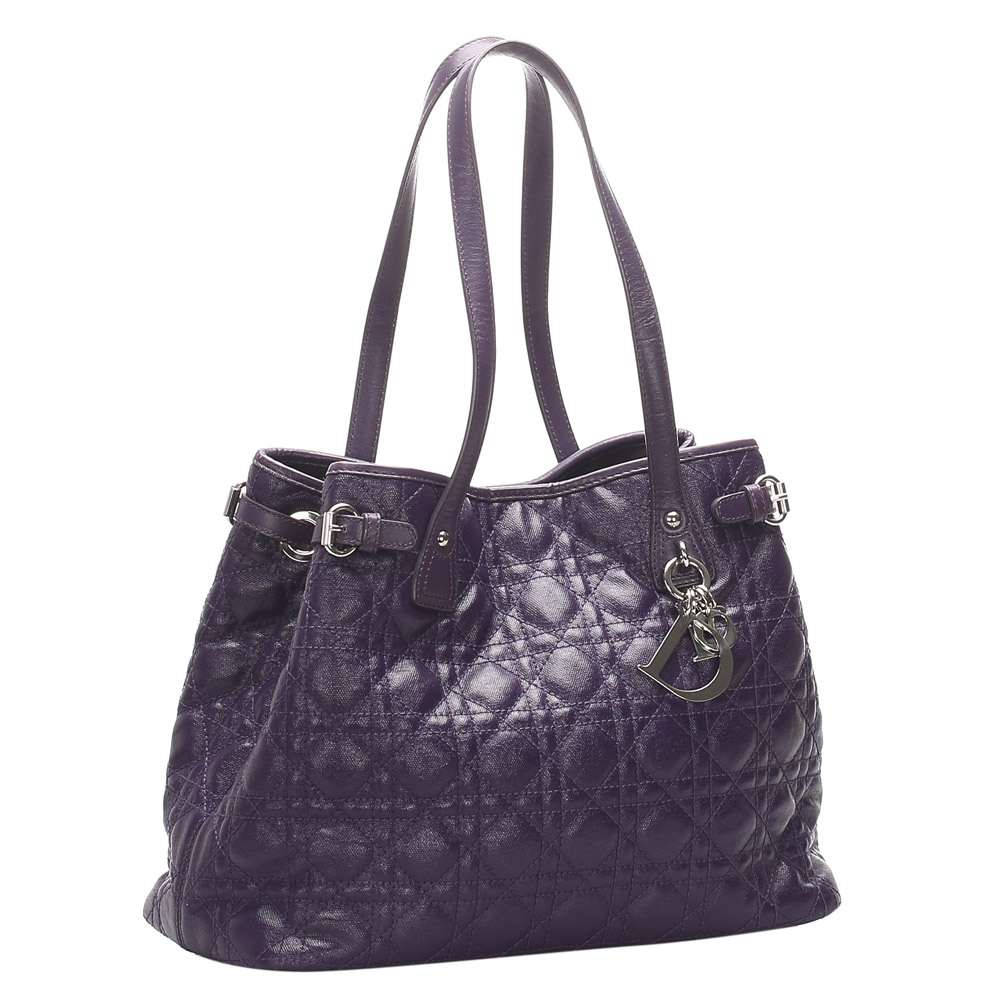 

Dior Purple Leather Panarea Tote Bag
