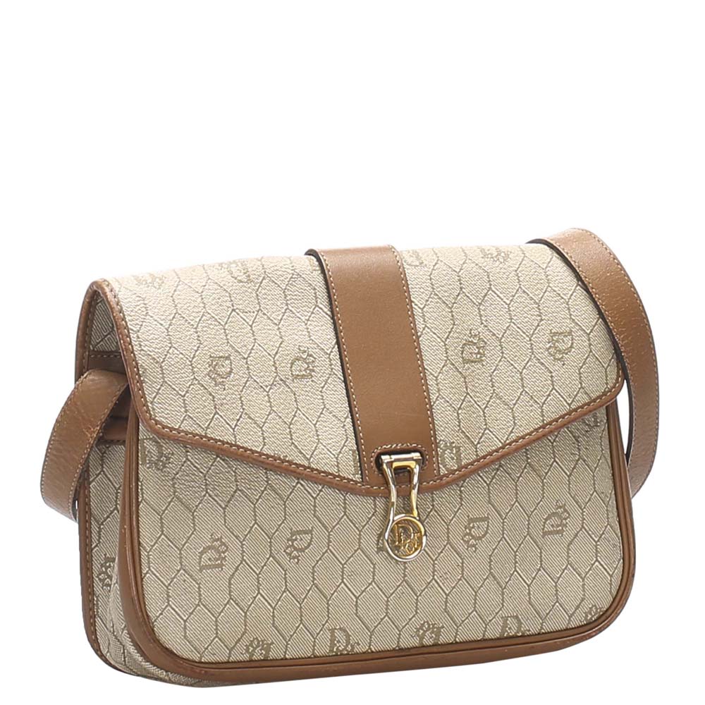 

Dior Brown/Beige Honeycomb Coated Canvas Crossbody Bag