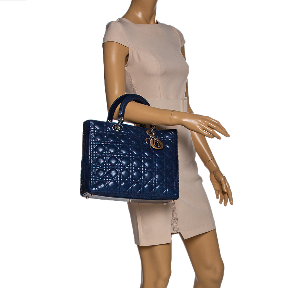 

Dior Midnight Blue Cannage Leather Large Lady Dior Tote