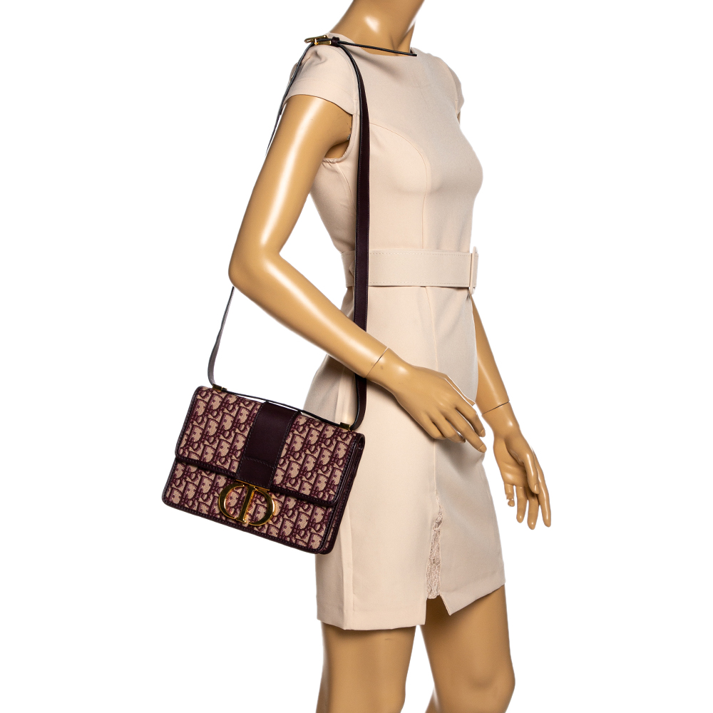 

Dior Burgundy Oblique Canvas and Leather 30 Montaigne Shoulder Bag