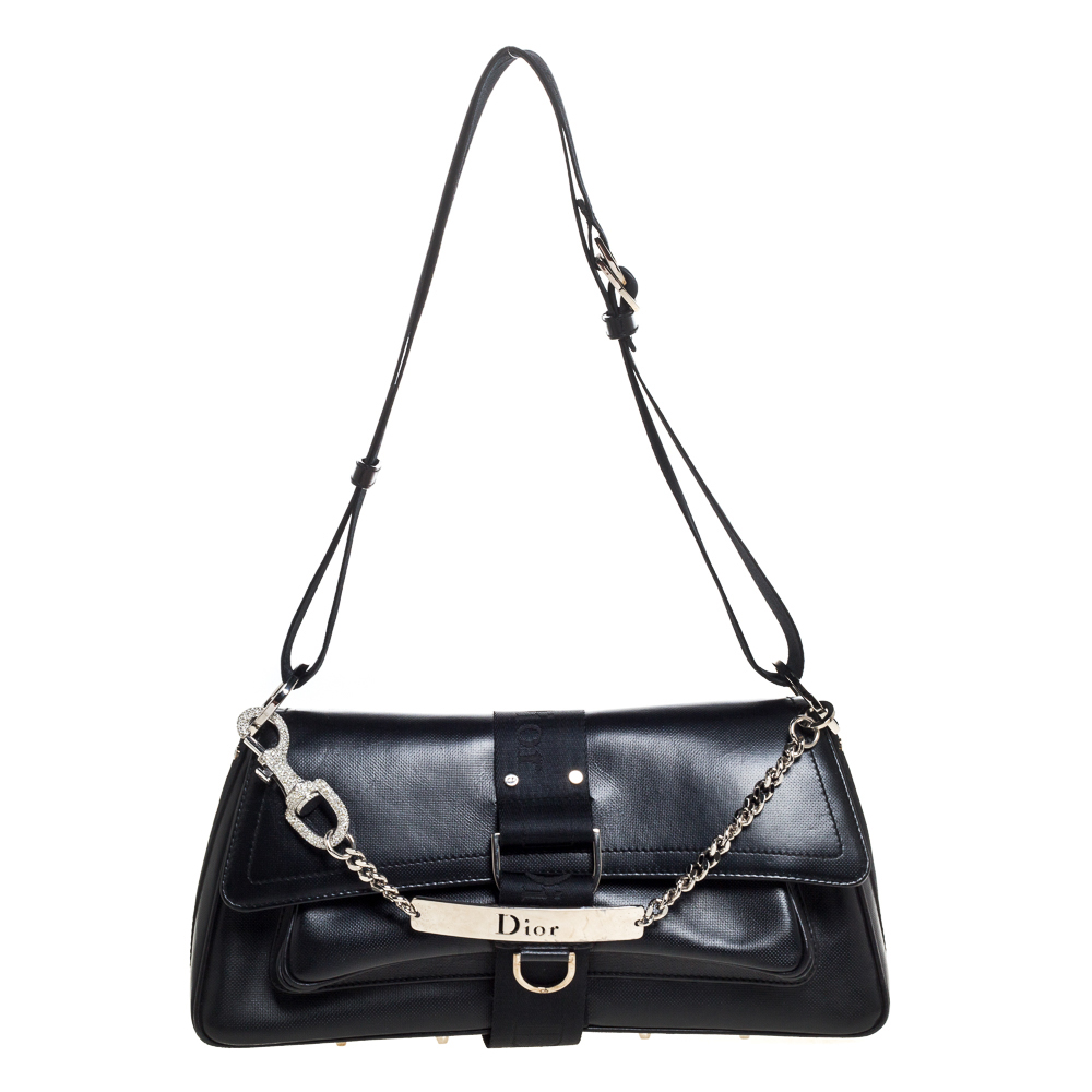 مملوكة مسبقًا حقيبة كتف ديور هاردكور كانفاس مقوى سوداء