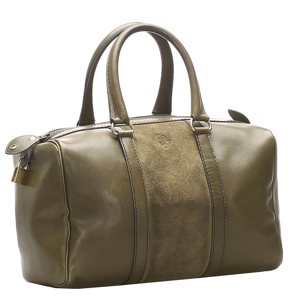 

Dior Brown Leather Suede Boston Bag