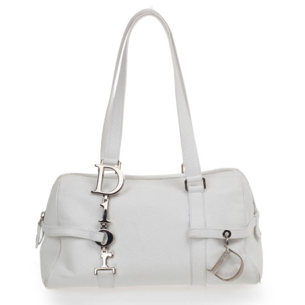 Pre Owned Dior White Leather Cannage Small Satchel