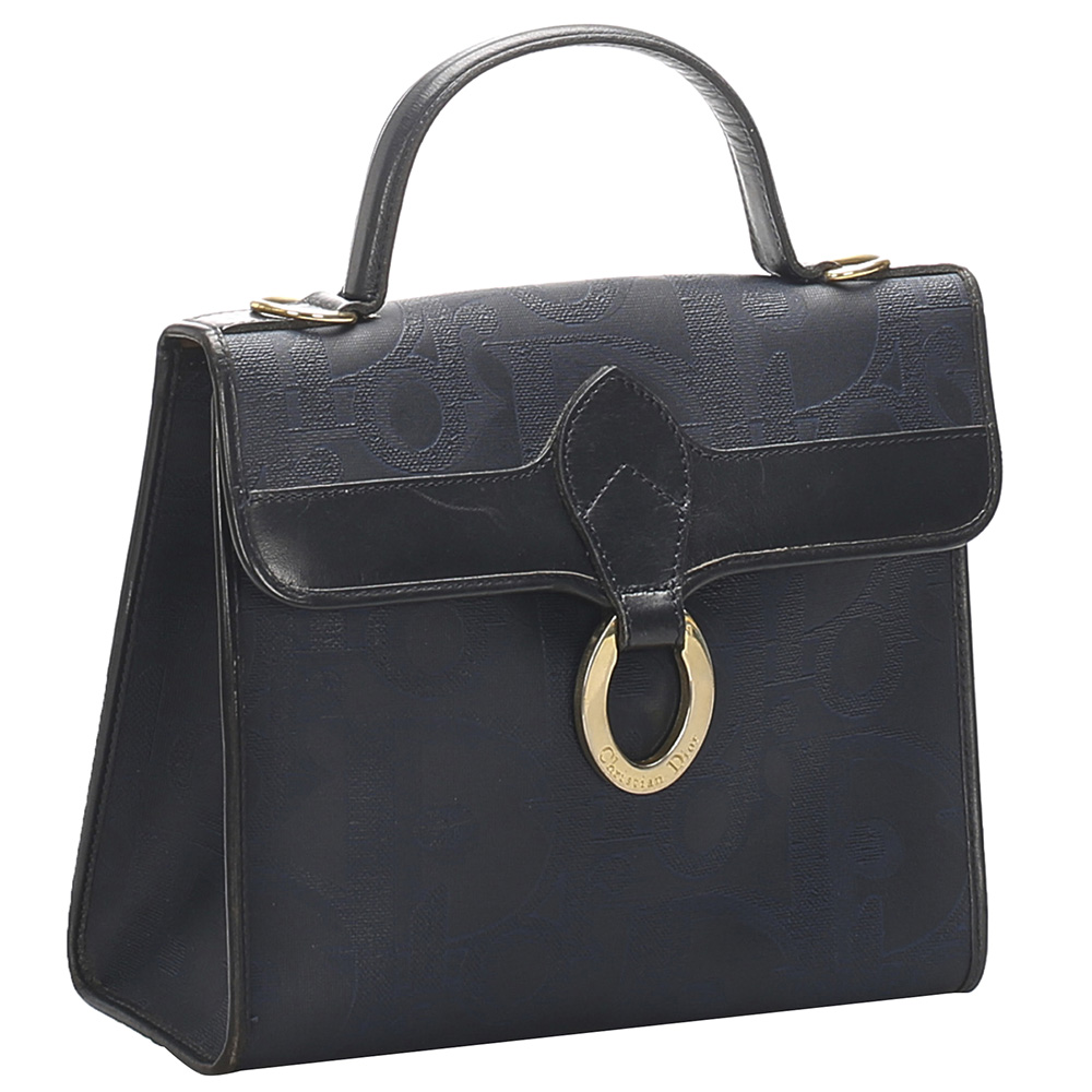 

Dior Navy Blue Leather Top Handle Bag