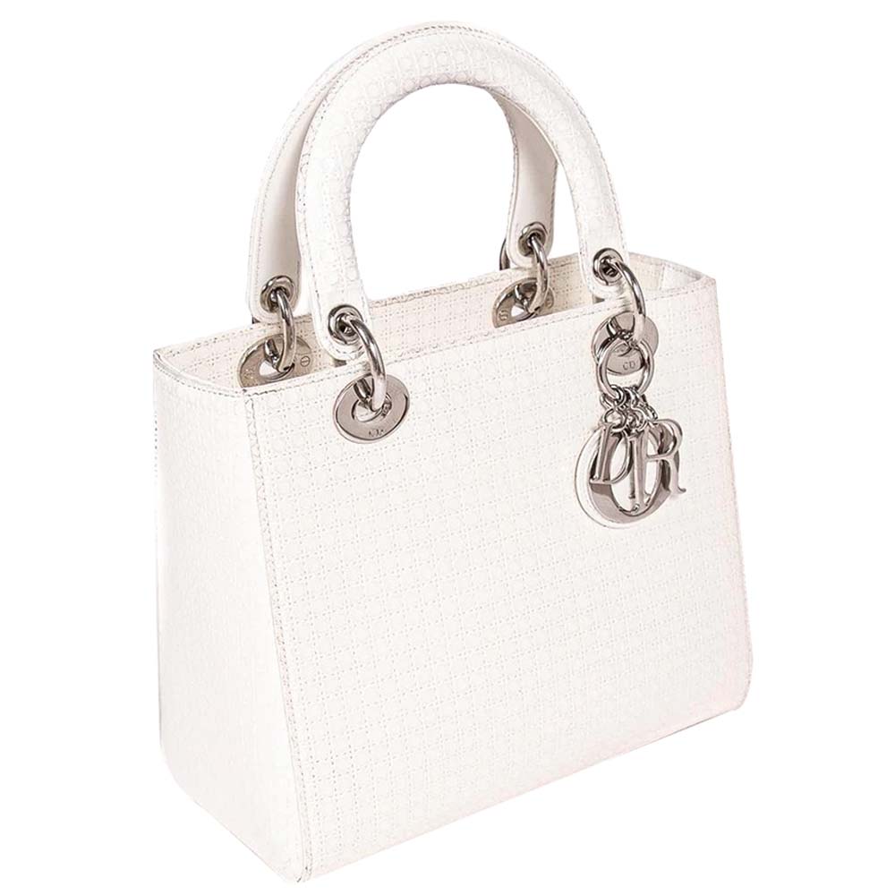 

Dior White Leather  Lady Dior Bag