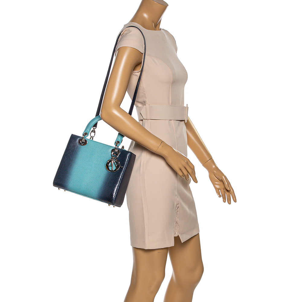 

Dior Blue Ombre Lizard Medium Lady Dior Tote