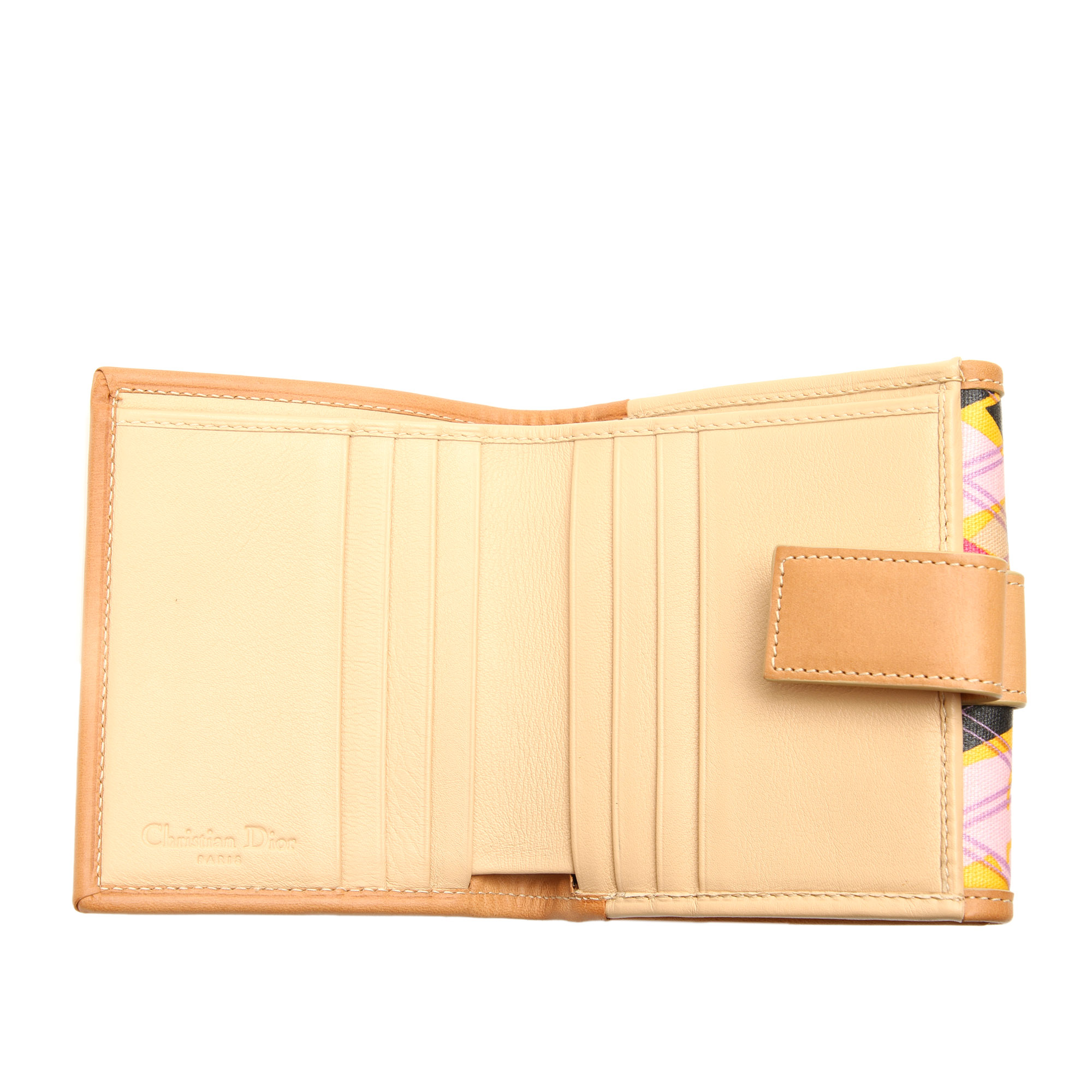 

Dior Multicolor Canvas Print Wallet, Beige