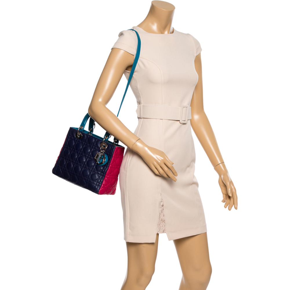 

Dior Multicolor Cannage Leather Medium Lady Dior Tote