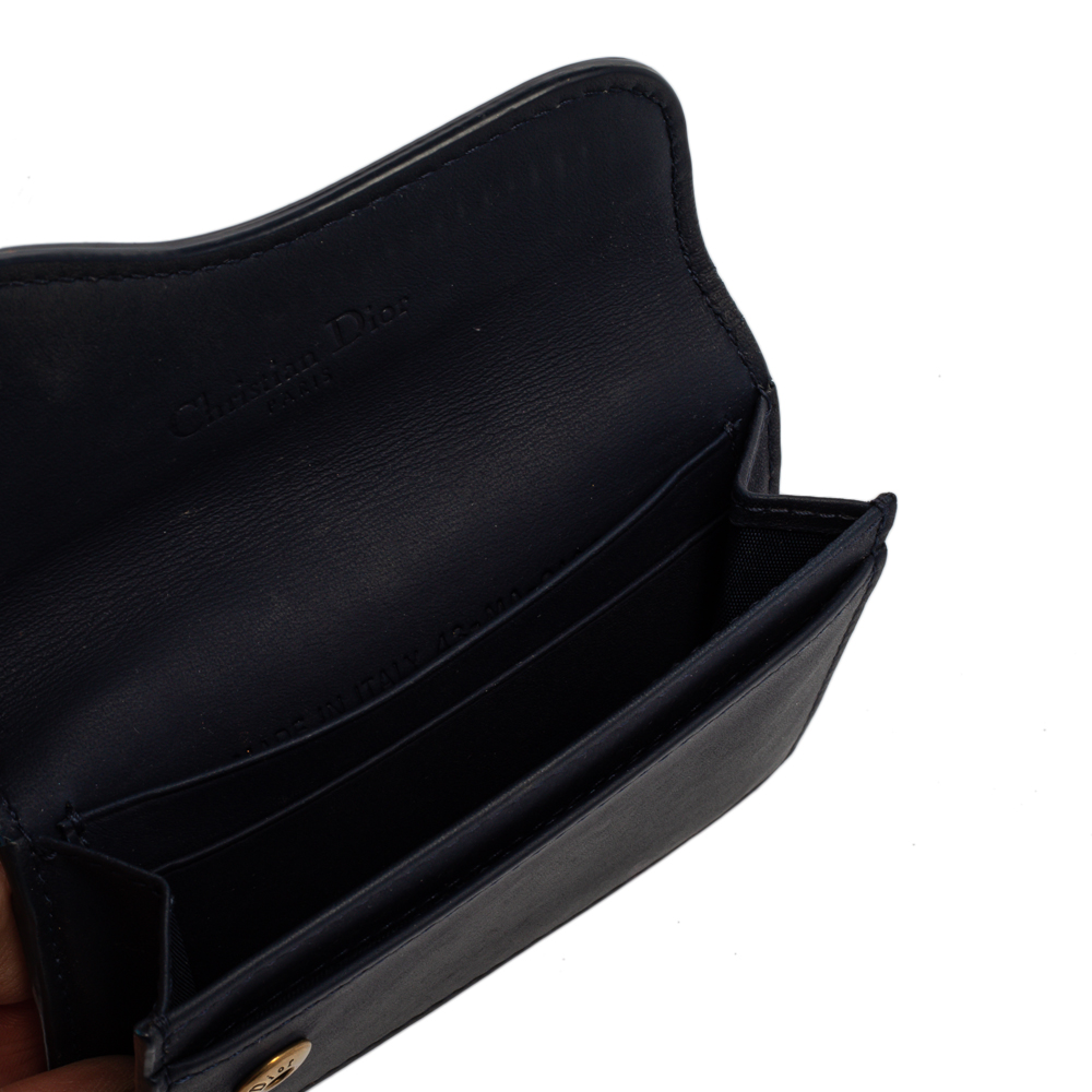 

Dior Navy Blue Leather Saddle Card Holder