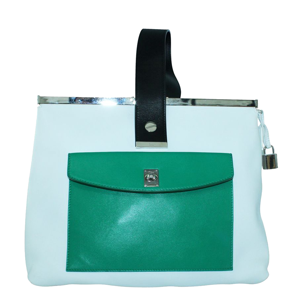 Pre-owned Dior White Leather Pocket Frame Bag