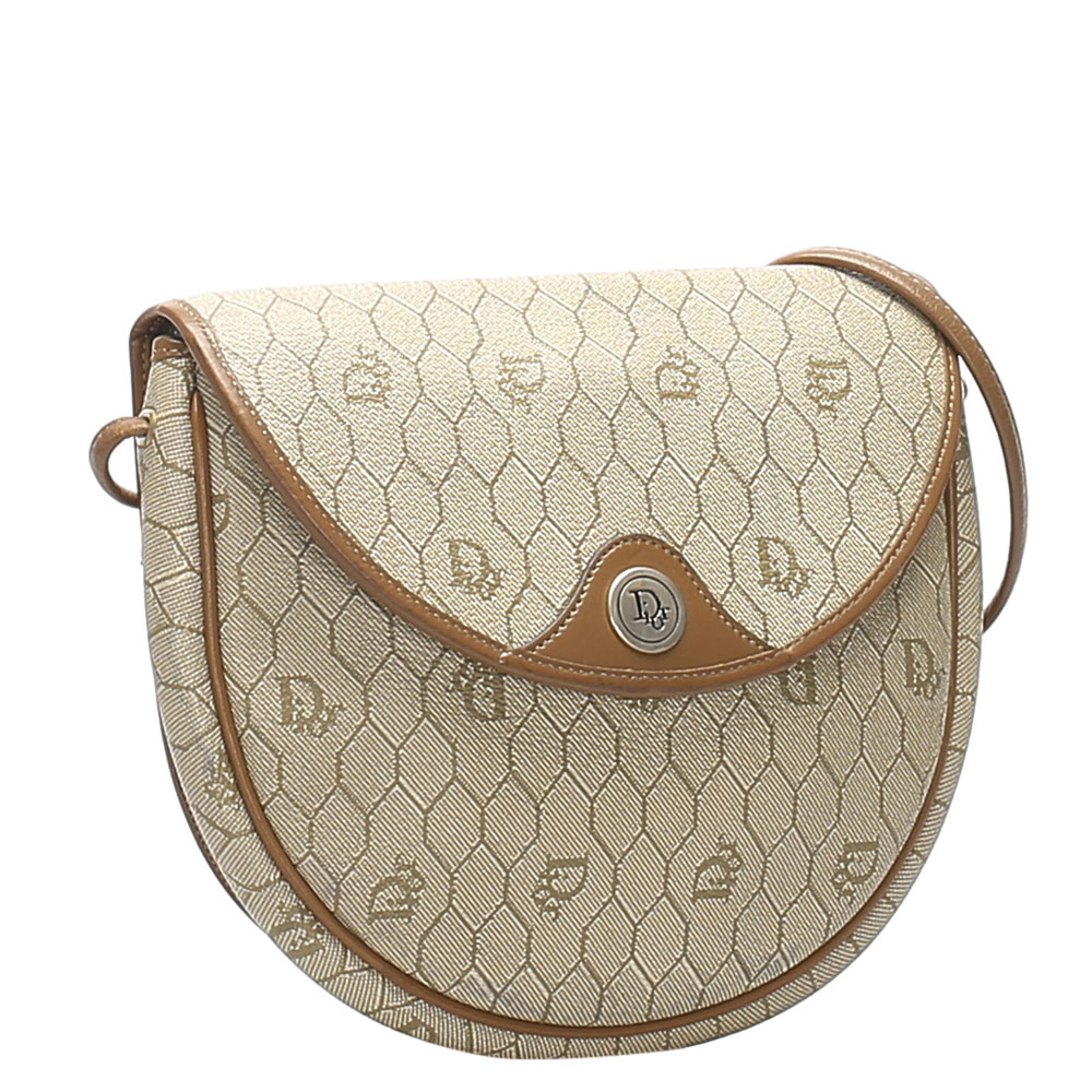 

Christian Dior Brown Canvas Honeycomb Bag, Beige