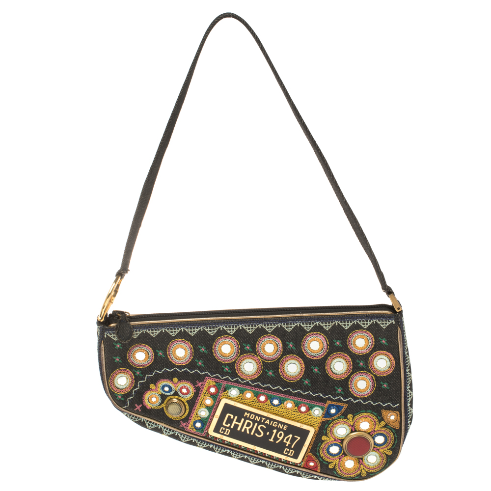 Dior Multicolor Fabric 1947 Montaigne Chris License Plate Saddle Bag Dior TLC