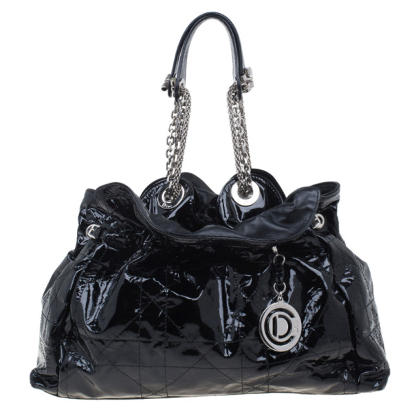 Pre Owned Dior Black Patent Medium Le Trente Hobo