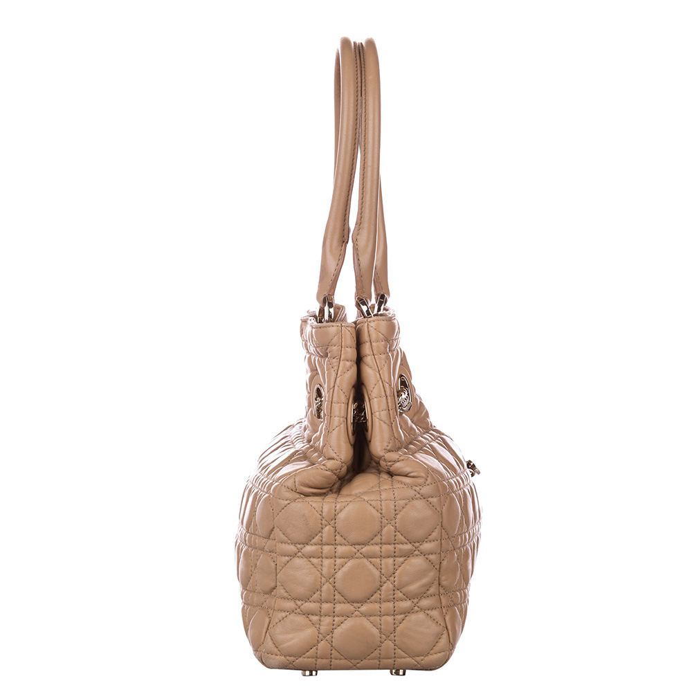 

Dior Brown Cannage Leather Chri Chri Tote, Beige