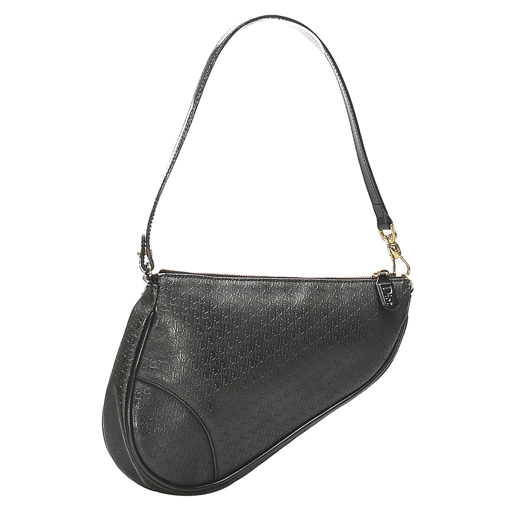 

Dior Black Oblique Leather Saddle Baguette