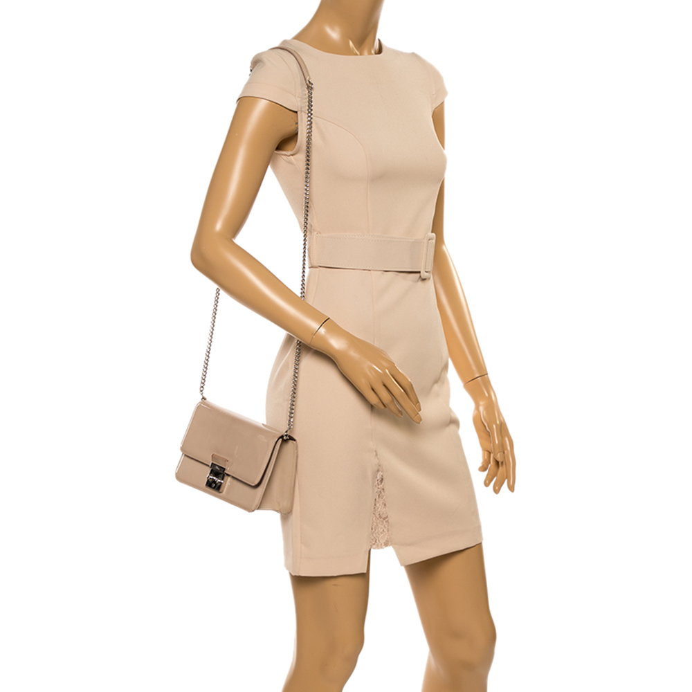 

Dior Beige Patent Leather Miss Dior Promenade Chain Pouch