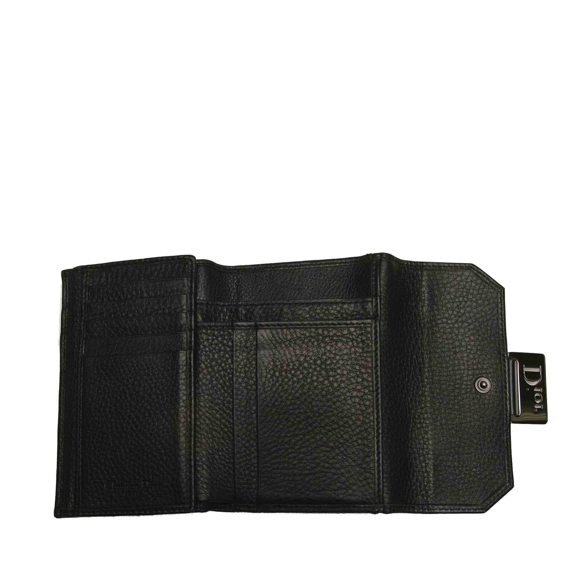 

Dior Black Leather Diorling Compact Wallet