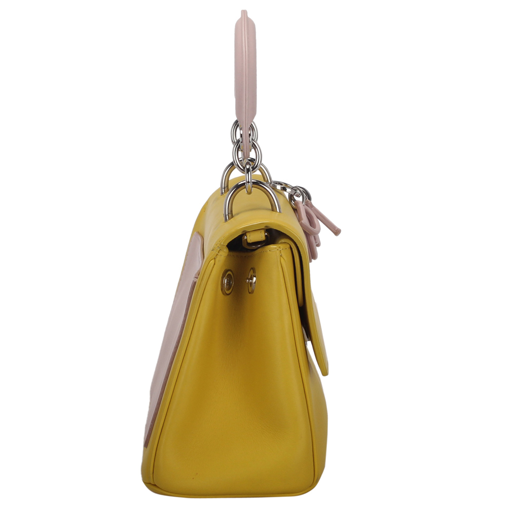 

Dior Yellow Leather  Be Dior Top Handle Bags, Pink