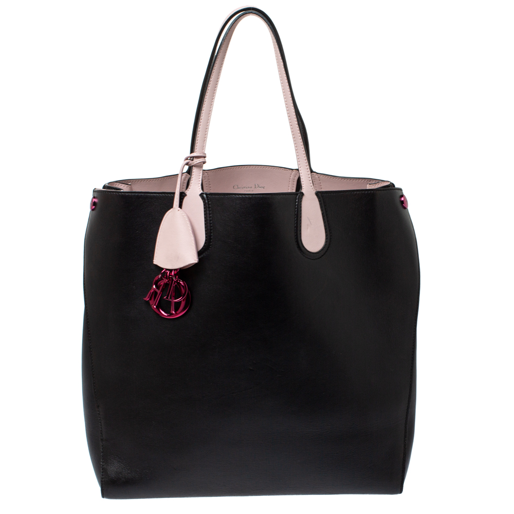 Pre Owned Dior Black Leather Dior Addict Vertical Tote