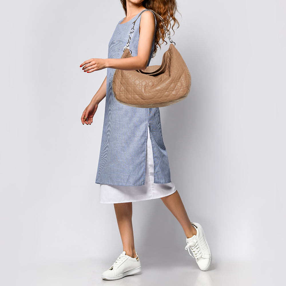 

Dior Beige Cannage Leather Lady Dior Hobo