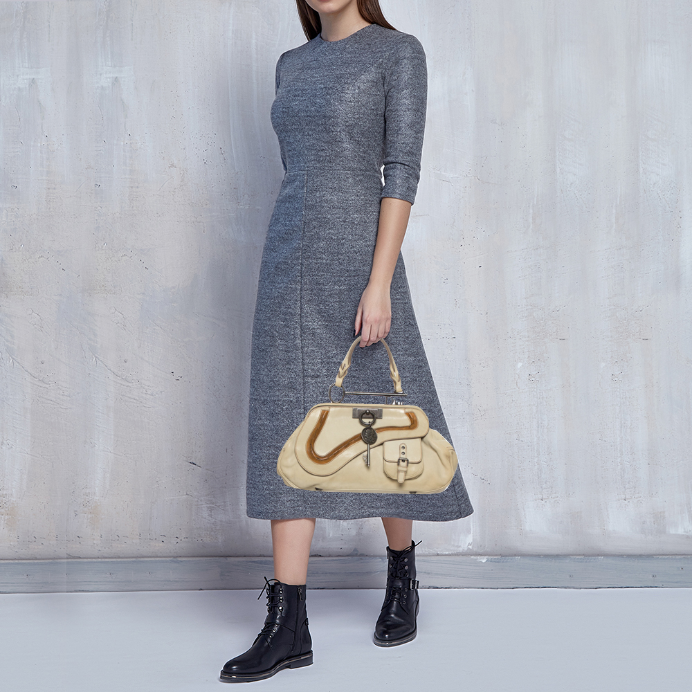 

Dior Cream Leather Gaucho Frame Bag