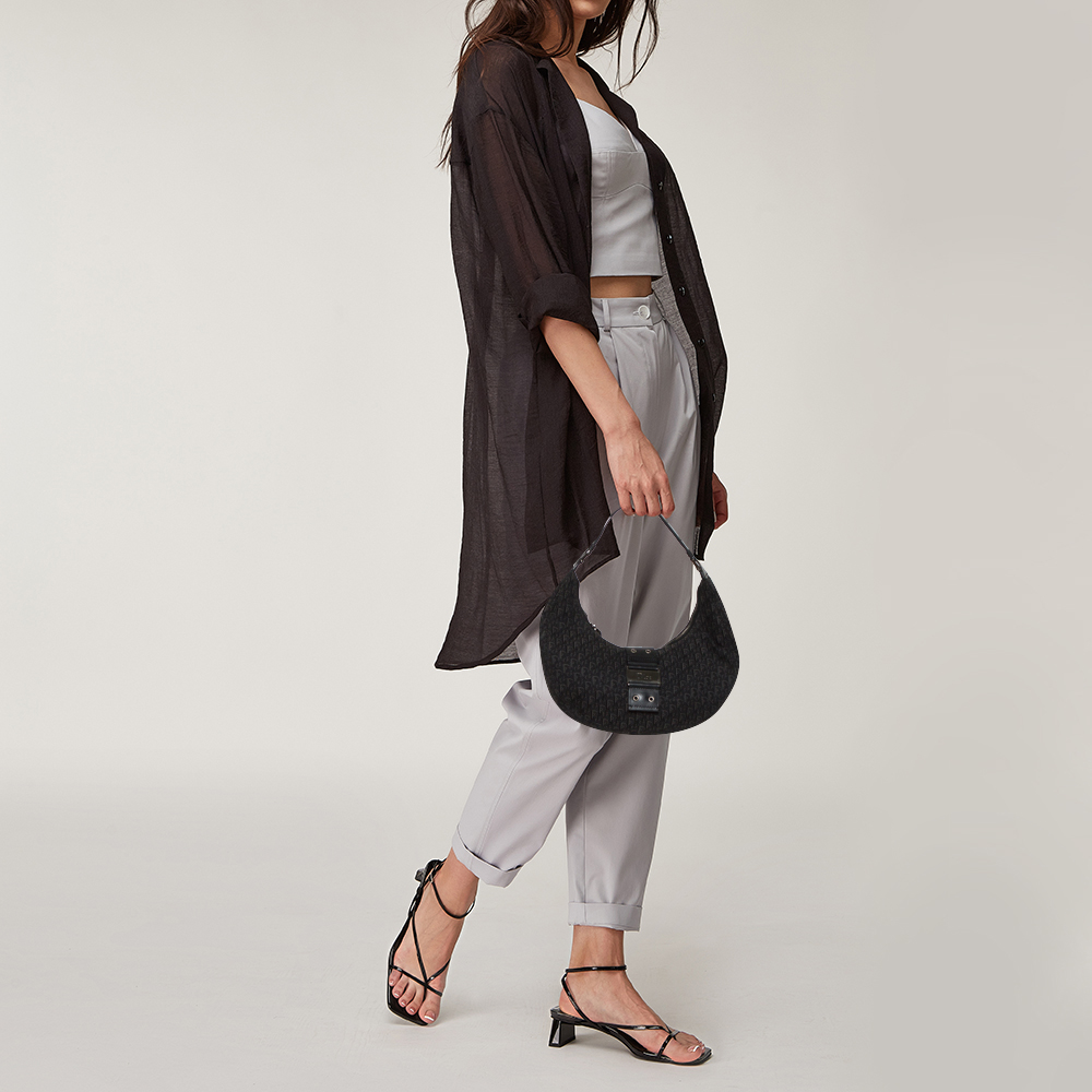 

Dior Black Oblique Canvas and Leather Street Chic Hobo