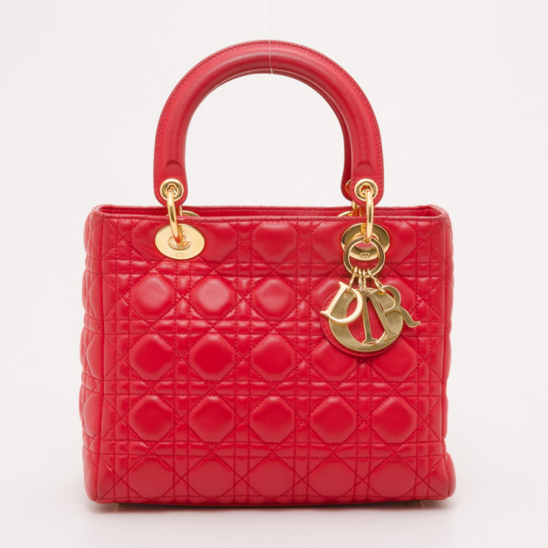 Dior Medium Red Leather Lady Dior