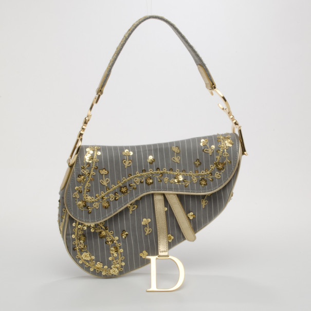 Dior Grey Sequins Limited Edition Saddle Bag Dior The Luxury Closet