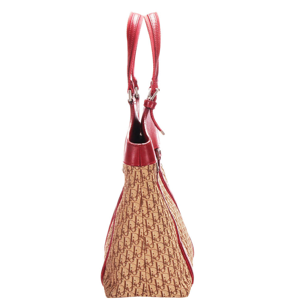 

Dior Brown/Red Oblique Canvas Tote Bag, Beige