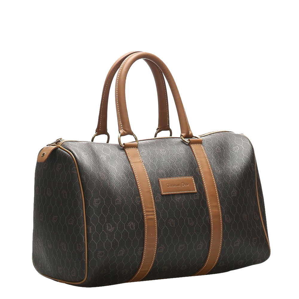 

Dior Brown/Dark Brown Honeycomb Canvas Boston Bag